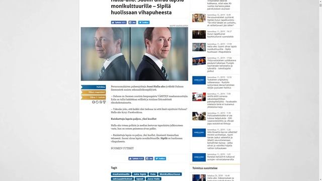 Halla aho Suomi uhraa lapsia monikulttuurille – Sipilä huolissaan vihapuheesta смотреть онлайн