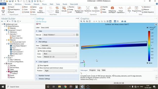 Structural Analysis of Cantilever Beam by COMSOL Multiphysics (With Calculation of Deflection)