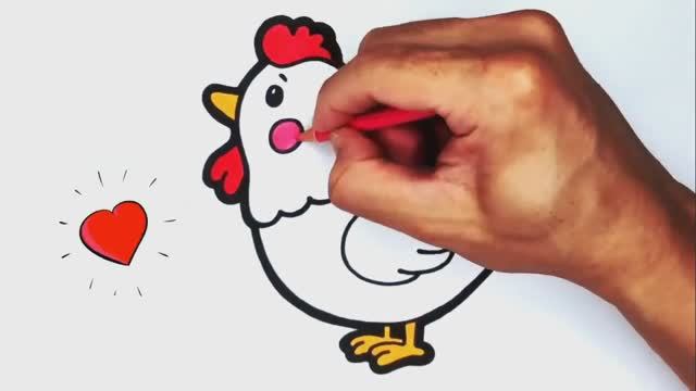 Легкий рисунок курицы | Как нарисовать курицу шаг за шагом для детей | Легкие рисунки животных смотреть онлайн