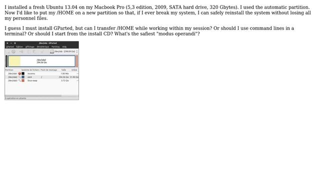 Ubuntu: Fresh install of Ubuntu 13.04 with only one partition: can I add a /home partition now? смотреть онлайн