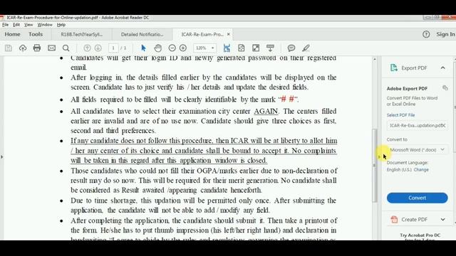 ICAR 2018 RE EXAM New Circular for Updating exam city center Offline mode (OMR based) Re-exam смотреть онлайн