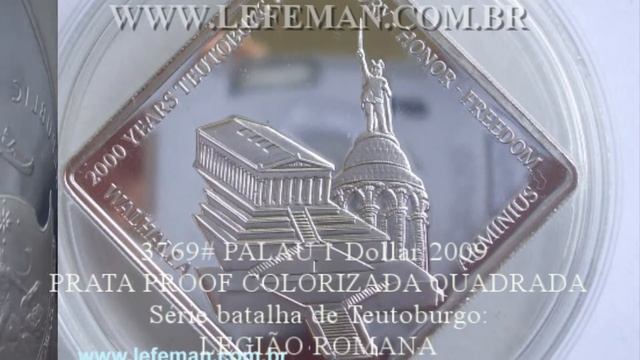 3767# PALAU 1 Dollar 2009 PRATA PROOF COLORIZADA QUADRADA Série batalha de Teutoburgo: WALHALLA смотреть онлайн
