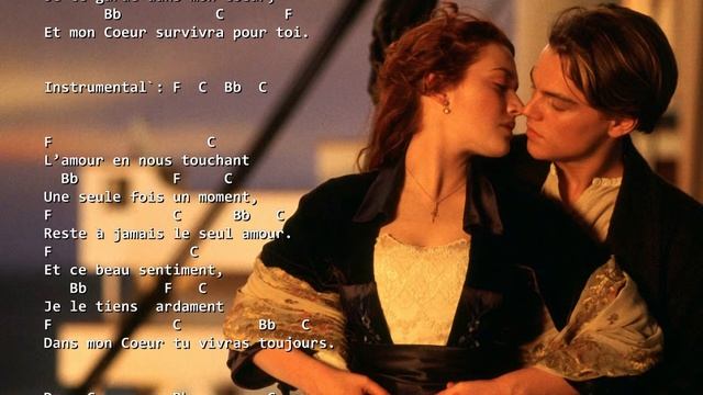 mon coeur survivra pour toi , version française, MY HEART WILL GO ON: texte déroulant avec accords. смотреть онлайн