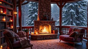 Уютный Камин в Лесу с Зимней Атмосферой | Успокаивающая Музыка на Фоне