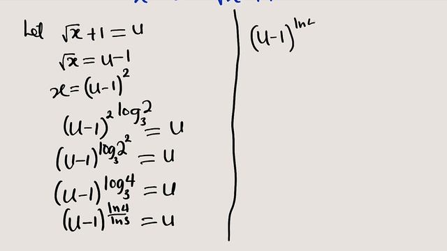 Logarithmic Equation | x^log2base3=(√x)+1 смотреть онлайн