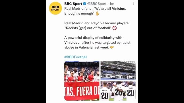 WOW ! 😱Santiago Bernabeu witnessed huge scenes in the support for Vinicius against racism. смотреть онлайн