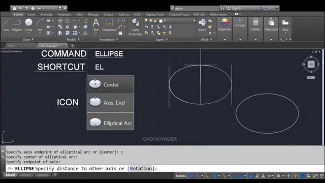 Ellipse with all internal settings | Tamil Voice | Cad Voyager | AutoCAD смотреть онлайн