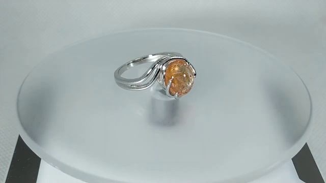 Кольцо с натуральным оранжевым санстоуном (Танзания) 3.84 ct Размер 18 Серебро 925 смотреть онлайн