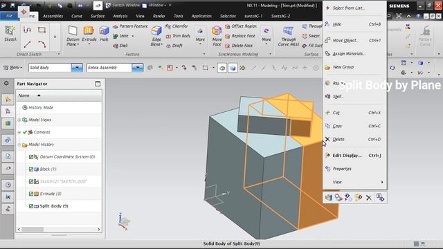 NX CAD Modeling Tutorial #3 | Trim Body | Split Body. смотреть онлайн