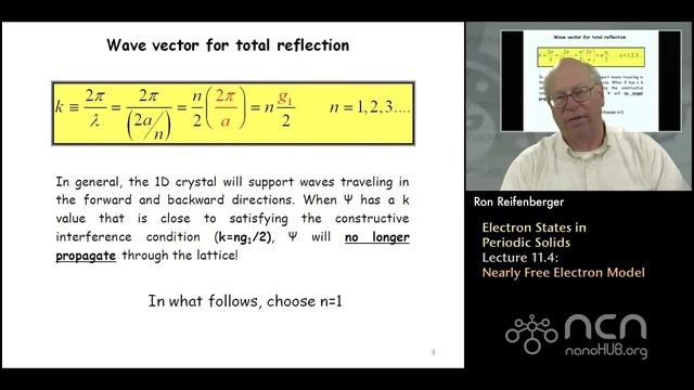 Purdue PHYS 342 L11.4: Electron States in Periodic Solids: Nearly Free Electron Model смотреть онлайн