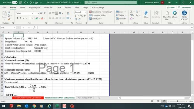 HVAC Chilled Water Expansion Tank Volume Calculation