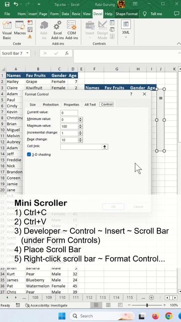 Mini Scroll Bar Widget - Excel Tips and Tricks смотреть онлайн