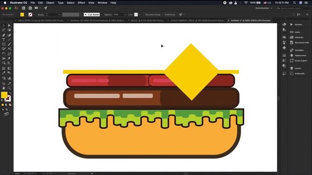 burger illustration tutorial - whatsapp sticker design #illustrator#animator#adobe смотреть онлайн