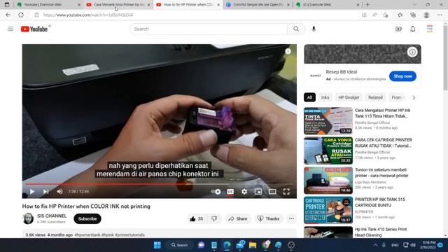 Cara Cleaning Printhead HP InkTank Smart tank смотреть онлайн