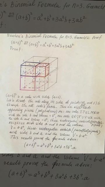 Newton’s Binomial Formula for n=3. Geometric Proof смотреть онлайн