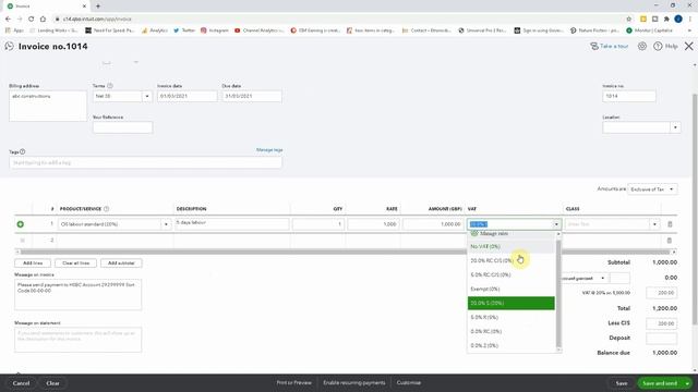 Quickbooks Online - CIS Domestic Reverse Charge for Subcontractors смотреть онлайн