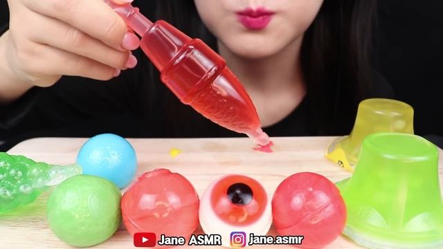 ASMR RAINBOW JELLY GUMMY, EYEBALL JELLY, CUP JELLO 알록달록 젤리, 눈알 젤리, 컵 젤로 먹방 MUKBANG