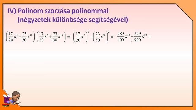 Polinom szorzása polinommal (négyzetek különbsége) смотреть онлайн