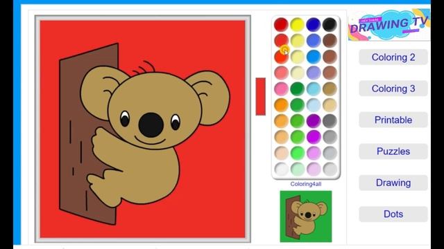 koala color drawing | coloring animal koala | koala animal drawing | coloring for kids смотреть онлайн