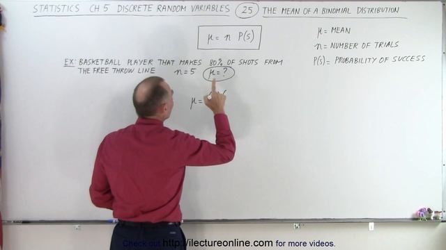 Statistics: Ch 5 Discrete Random Variable (25 of 27) The Mean of a Binomial Distribution смотреть онлайн