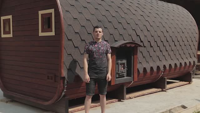 Баня бочка "Ковчег" каркас из лиственницы. Отделка из кедра. 3 секционная. Утепленная.