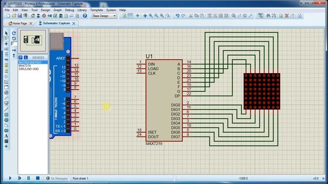 Led Matrix simulation with max7219 in proteus смотреть онлайн