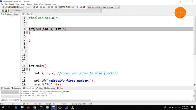 User Defined Function in C смотреть онлайн