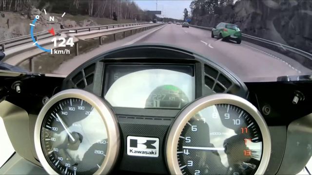 Kawasaki ZZR1400 (ZX14R) Acceleration. GoPro Hero 7 Black With GPS Speed.