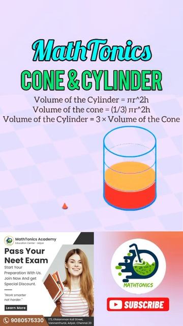 Volume of Cylinder & Volume of Cone | Surface Area & Volume | Cylinder | Cone | #shorts смотреть онлайн