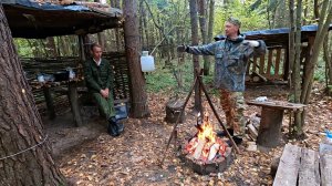ОХОТНИК ДОБЫЛ УТКУ , ДИЧЬ В ФОЛЬГЕ НА УГЛЯХ . УТЕПЛЕНИЕ ЧЕРДАКА ИЗБУШКИ . ПОКРАСИЛИ ОКНА .