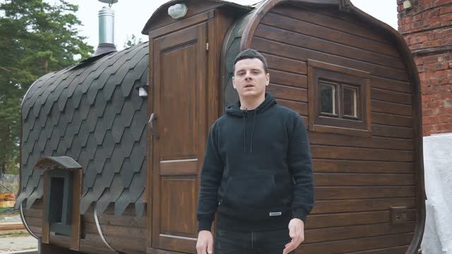 Баня бочка квадро 4х2.4 м из лиственницы. Самая популярная модель для парения небольших компаний!