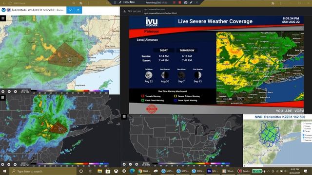 IVU Weather, NWS radar. Paterson, New Jersey. 8-22-21 смотреть онлайн