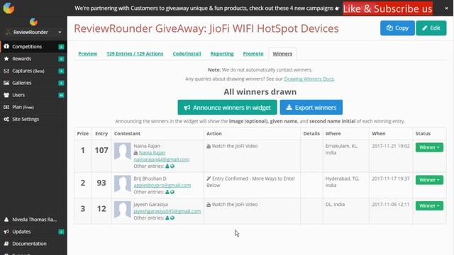 Result Announcing of Gleam GiveAway: JioFi WiFi HotSpot Devices смотреть онлайн