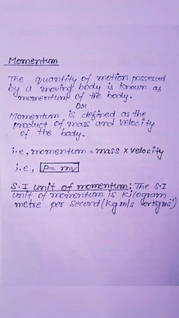 Momentum || S.I unit of momentum #physics #notes #motion #class9 #science #shorts #Letslearnit смотреть онлайн