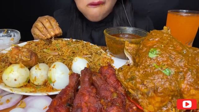 EATING CHICKEN BIRYANI WHOLE CHICKEN EGGS CHICKEN FRY SALAD||#eatingshow #mukbang #asmrsounds