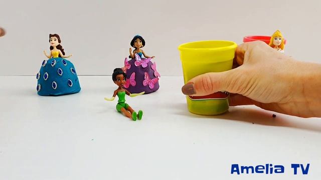 Платья из пластилина play doh для принцесс Диснея Disney Princesess Белль, Жасмин, Теаны и Авроры смотреть онлайн