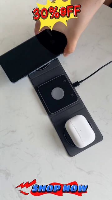 3 IN 1 Magnetic Folding Wireless Charger Station For IPhone Transparent Fast Charging For IWatch An смотреть онлайн