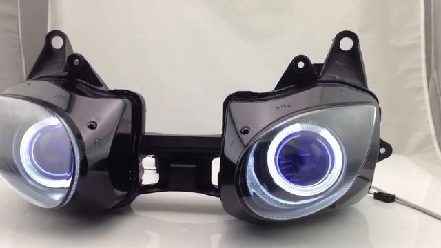 Kawasaki Ninja ZX6R ZX-6R Angel Eye Halo Eye HID Projector Light Headlight Assembly 2007-2008 смотреть онлайн