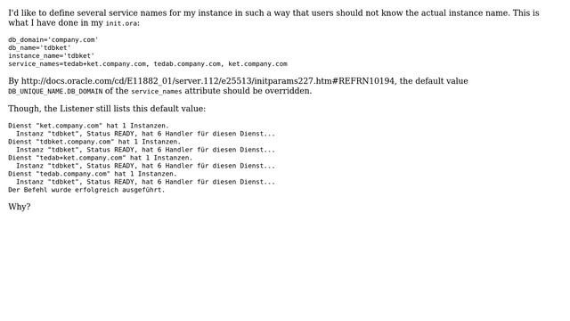 Override default SERVICE_NAME in init.ora смотреть онлайн