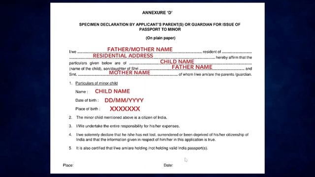 How To Fill ANNEXURE 'D' For Passport | पासपोर्ट के लिए ANNEXURE 'D' कैसे भरे #minor #passport смотреть онлайн