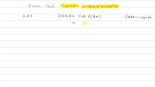 Prove that cos 4x = 1- 8 sin^2x. cos^2x // Trigonometric function // त्रिकोंमितीय फलन // Maths смотреть онлайн