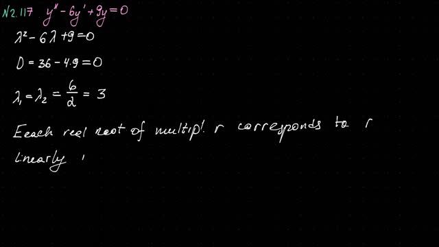 #2.117 y''-6y'+9y=0 System of Equations, Linear Independence смотреть онлайн
