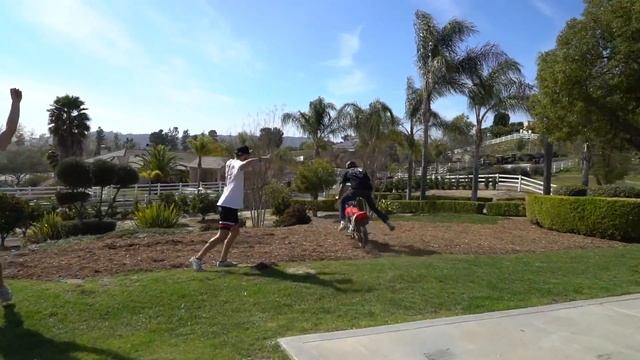 Crazy Pit Bike BACKFLIP!!! Backyard pit bike riding with Tanner Fox смотреть онлайн