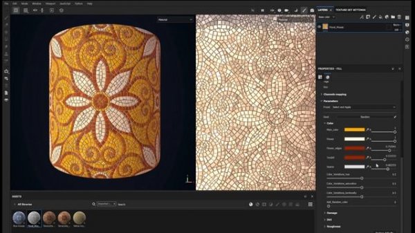 Procedural Flower Mosaic Material made with Substance Designer