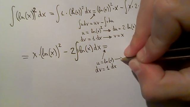 Integral of [ln(x)]^2 (by parts + by parts) смотреть онлайн