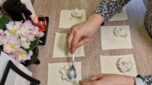 Пирожки из слоёного теста с рикоттой в аэрогриле...ВкусноПростоБыстро...#слоеное
