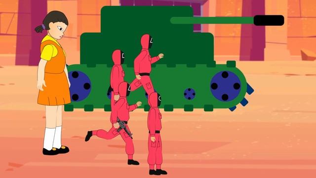 Playing Squid Game Tank Animation Godzilla Baby Animal Funny Video Cute cartoon RTN Animation смотреть онлайн