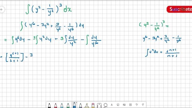 70. Integral ( y^2 - 1/y^2)^3 dx | Integrales inmediatas смотреть онлайн