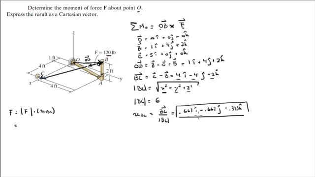 Determine the moment of force F about point O смотреть онлайн