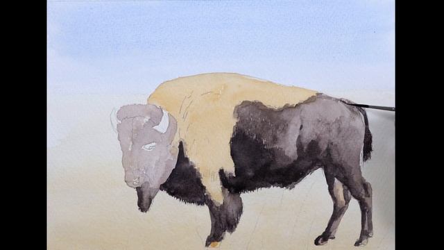 How to paint a Bison - Watercolour painting demonstration смотреть онлайн